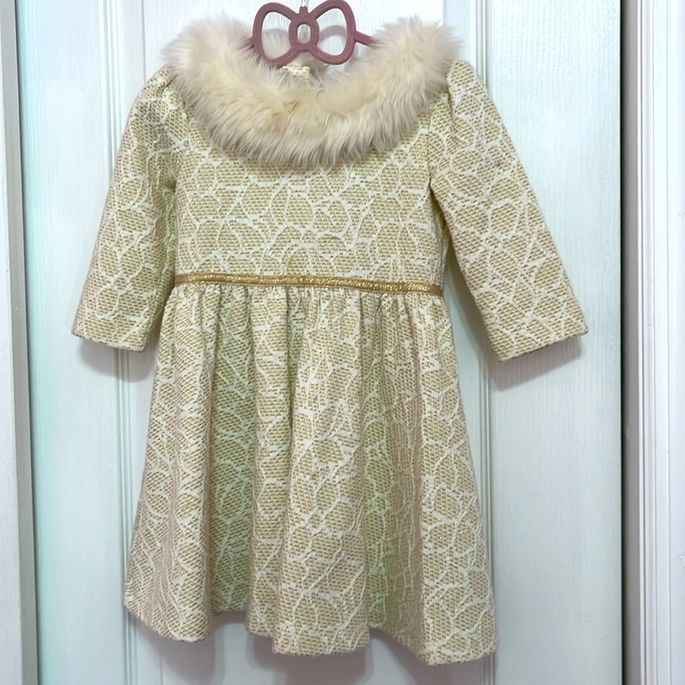 Janie & jack cream and gold dress